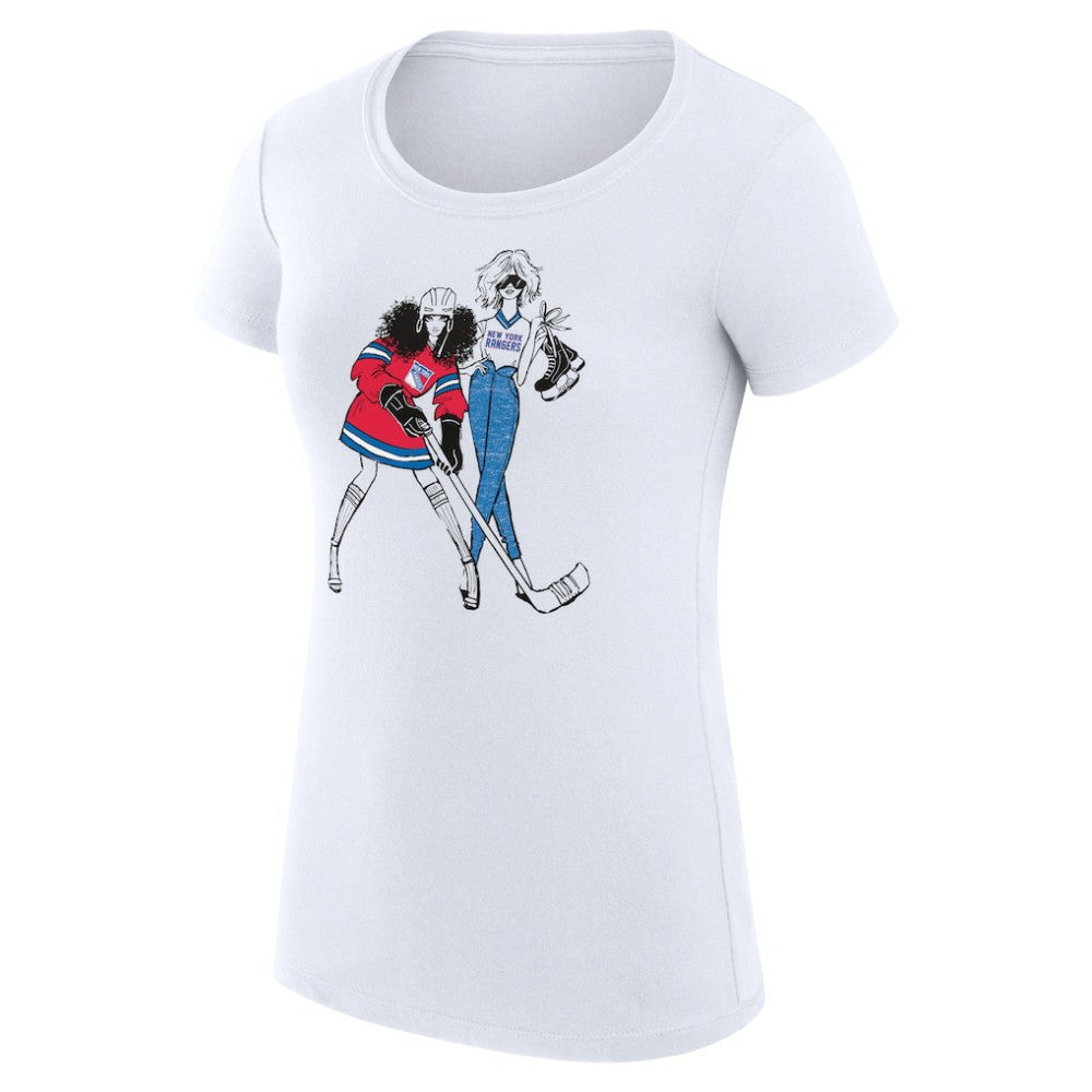 NHL White New York Rangers G-III 4Her by Carl Banks Women's Super-Slim Fit Lightweight Hockey Girls T-Shirt