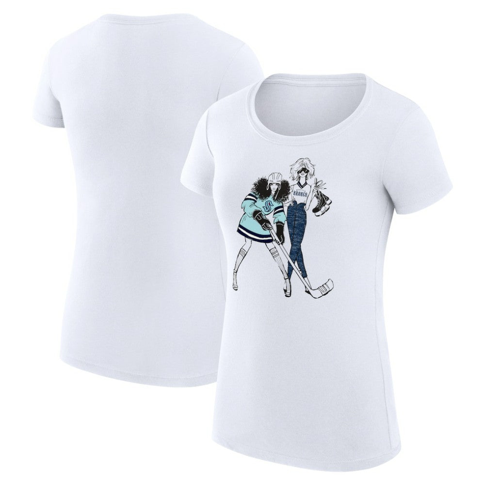 NHL White Seattle Kraken G-III 4Her by Carl Banks Women's Super-Slim Fit Lightweight Hockey Girls T-Shirt