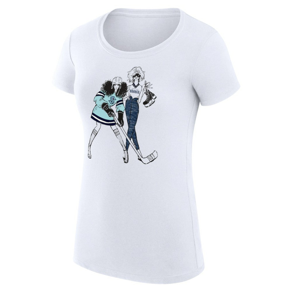 NHL White Seattle Kraken G-III 4Her by Carl Banks Women's Super-Slim Fit Lightweight Hockey Girls T-Shirt