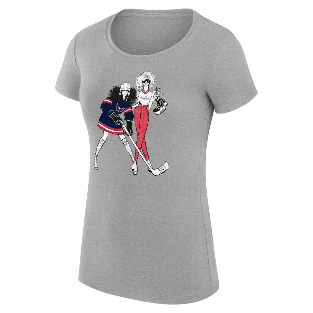 NHL Heather Gray Washington Capitals G-III 4Her by Carl Banks Women's Super-Slim Fit Lightweight Hockey Girls T-Shirt
