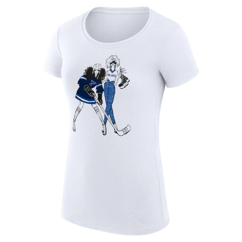 NHL White St. Louis Blues G-III 4Her by Carl Banks Women's Super-Slim Fit Lightweight Hockey Girls T-Shirt