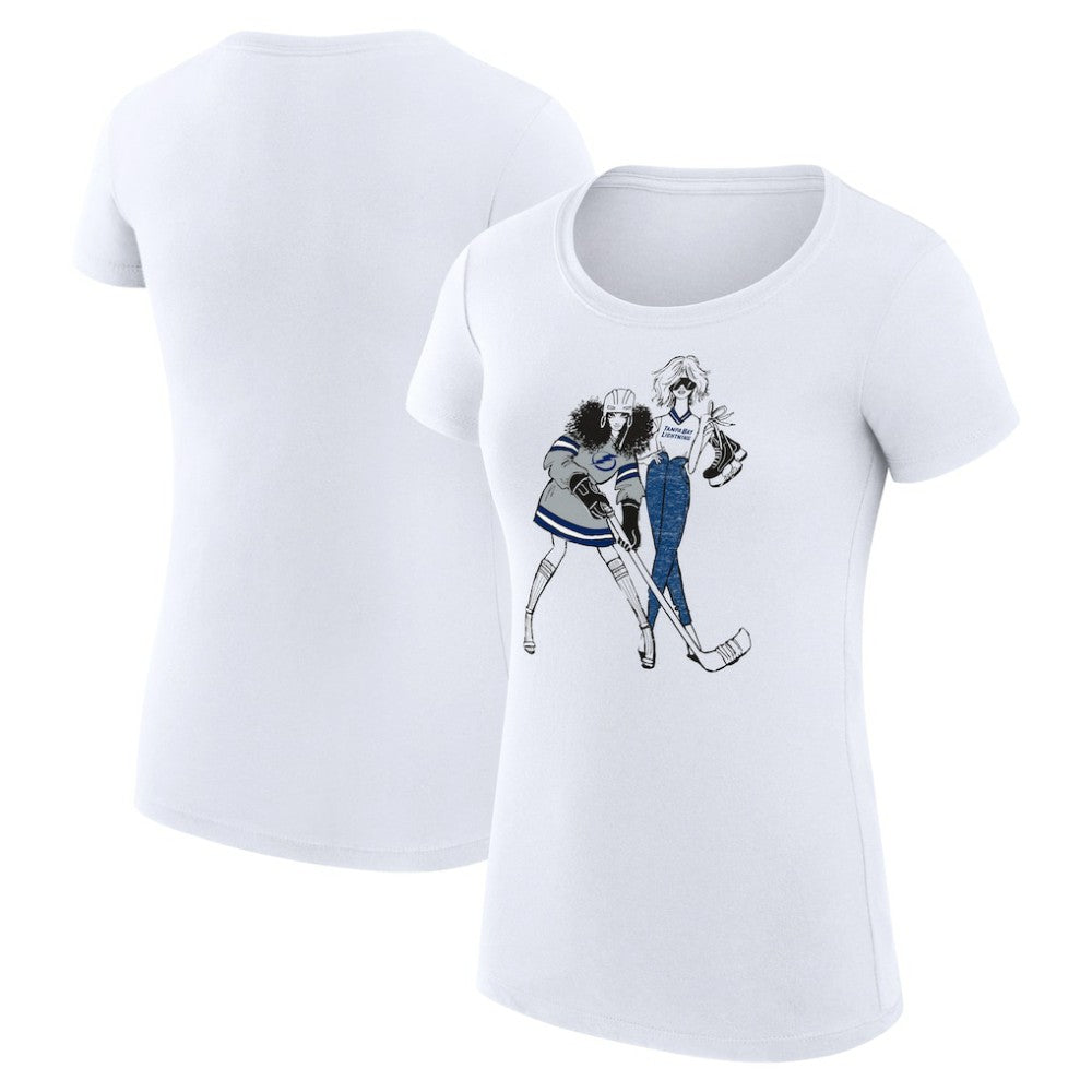 NHL White Tampa Bay Lightning G-III 4Her by Carl Banks Women's Super-Slim Fit Lightweight Hockey Girls T-Shirt