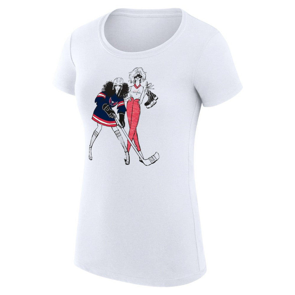 NHL White Washington Capitals G-III 4Her by Carl Banks Women's Super-Slim Fit Lightweight Hockey Girls T-Shirt