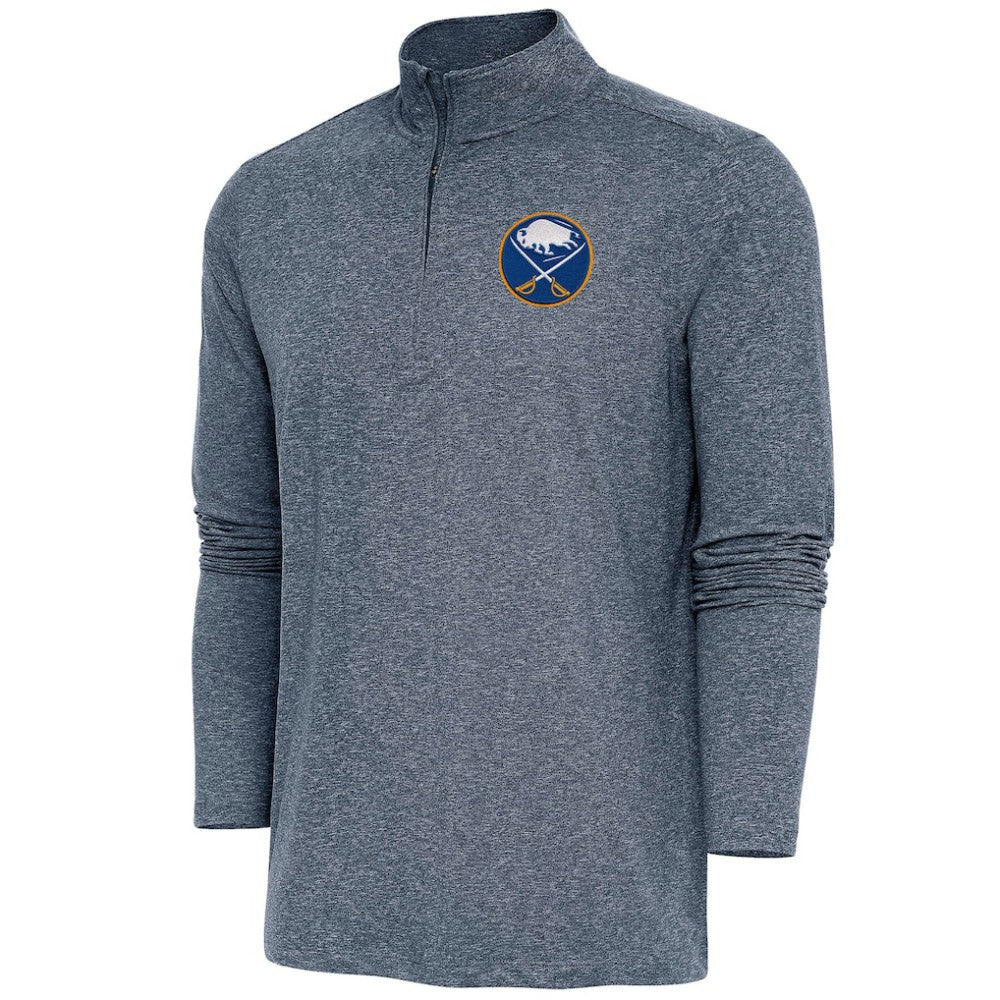 NHL Heather Navy Buffalo Sabres Antigua Hunk Quarter-Zip Pullover Top