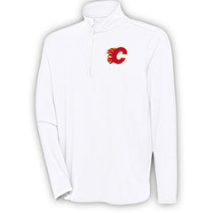 NHL White Calgary Flames Antigua Hunk Quarter-Zip Pullover Top