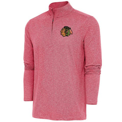 NHL Heather Red Chicago Blackhawks Antigua Hunk Quarter-Zip Pullover Top