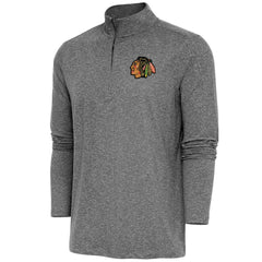 NHL Heather Black Chicago Blackhawks Antigua Hunk Quarter-Zip Pullover Top