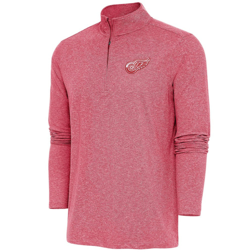 NHL Heather Red Detroit Red Wings Antigua Hunk Quarter-Zip Pullover Top