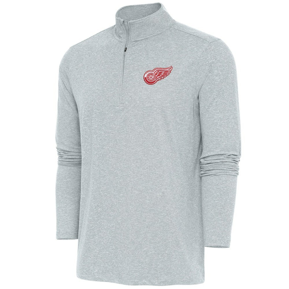 NHL Heather Gray Detroit Red Wings Antigua Hunk Quarter-Zip Pullover Top