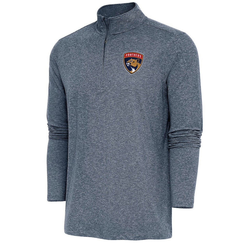 NHL Heather Navy Florida Panthers Antigua Hunk Quarter-Zip Pullover Top