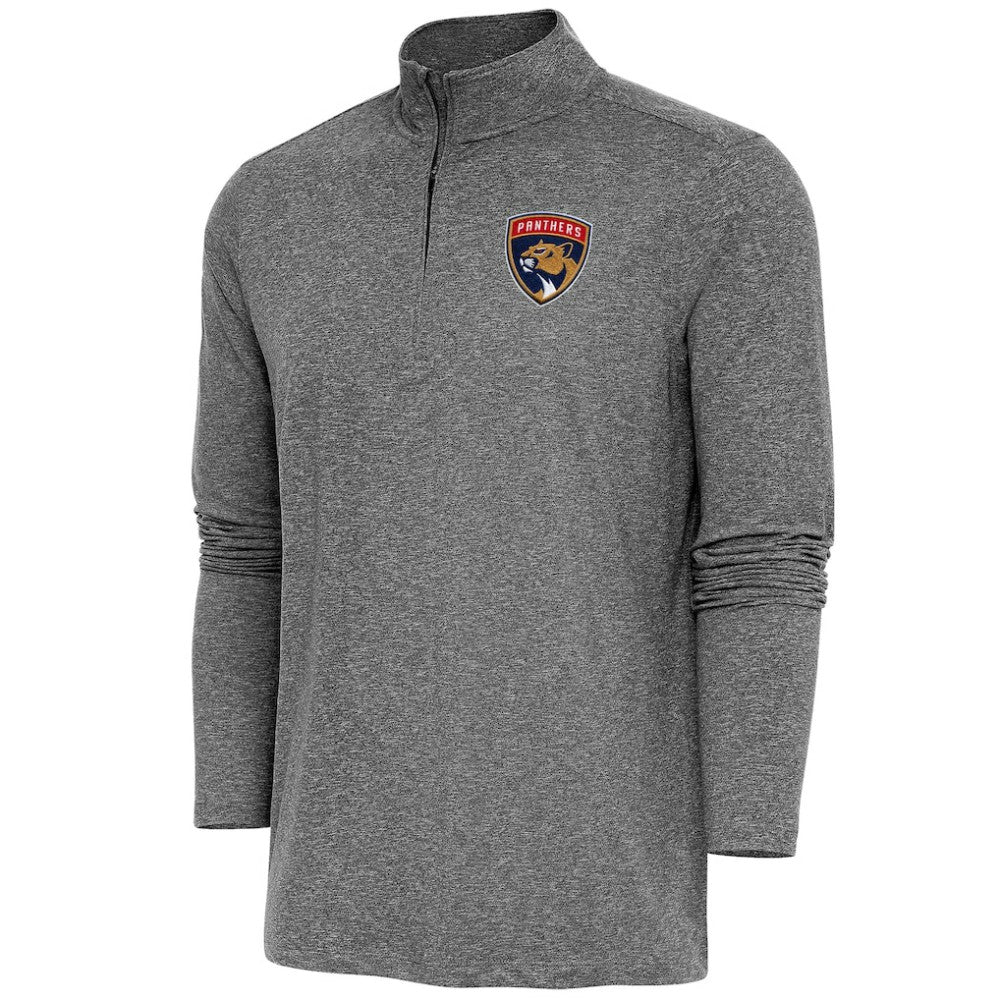 NHL Heather Black Florida Panthers Antigua Hunk Quarter-Zip Pullover Top
