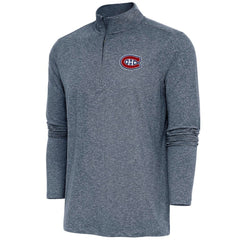 NHL Heather Navy Montreal Canadiens Antigua Hunk Quarter-Zip Pullover Top