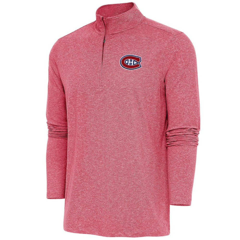 NHL Heather Red Montreal Canadiens Antigua Hunk Quarter-Zip Pullover Top