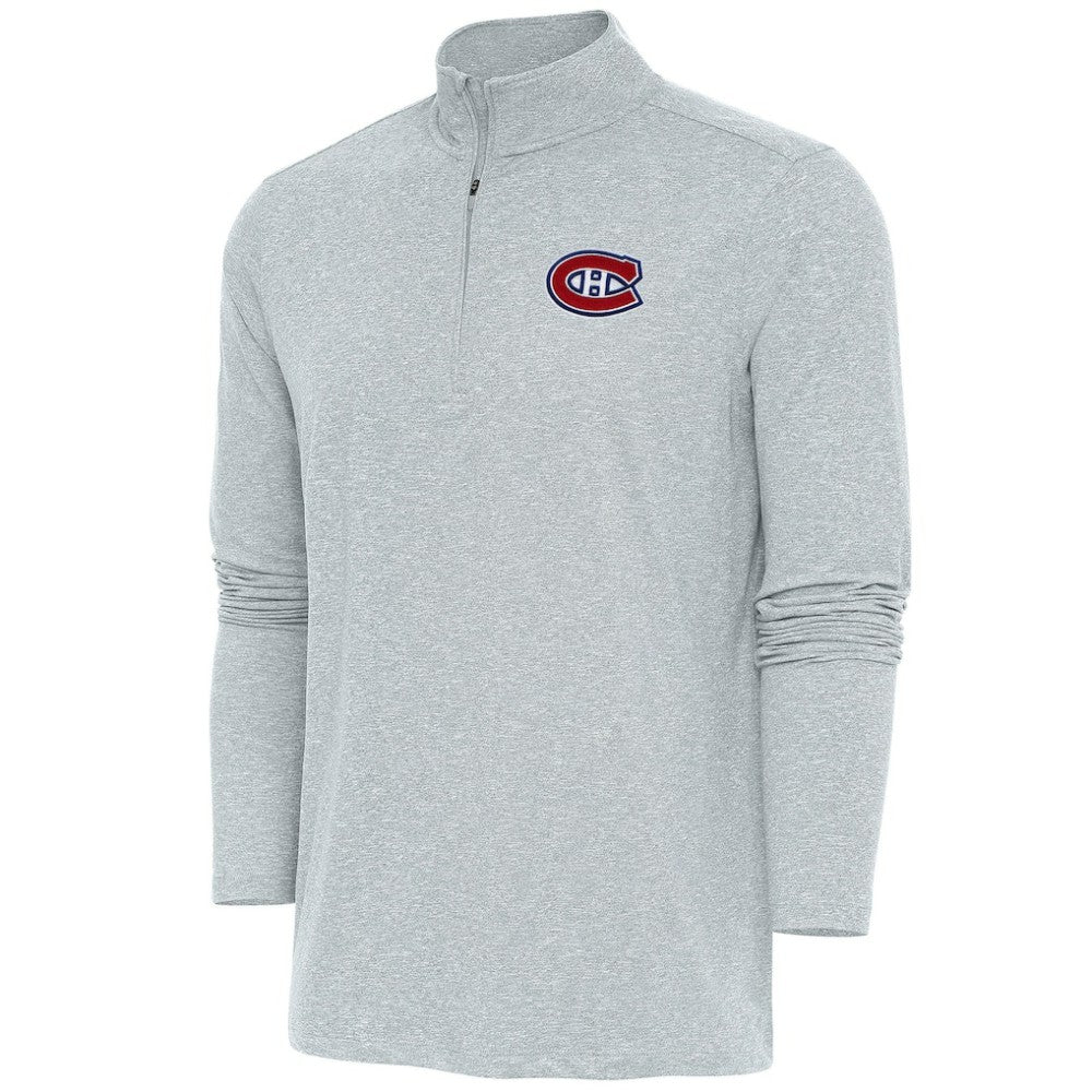 NHL Heather Gray Montreal Canadiens Antigua Hunk Quarter-Zip Pullover Top
