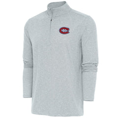 NHL Heather Gray Montreal Canadiens Antigua Hunk Quarter-Zip Pullover Top