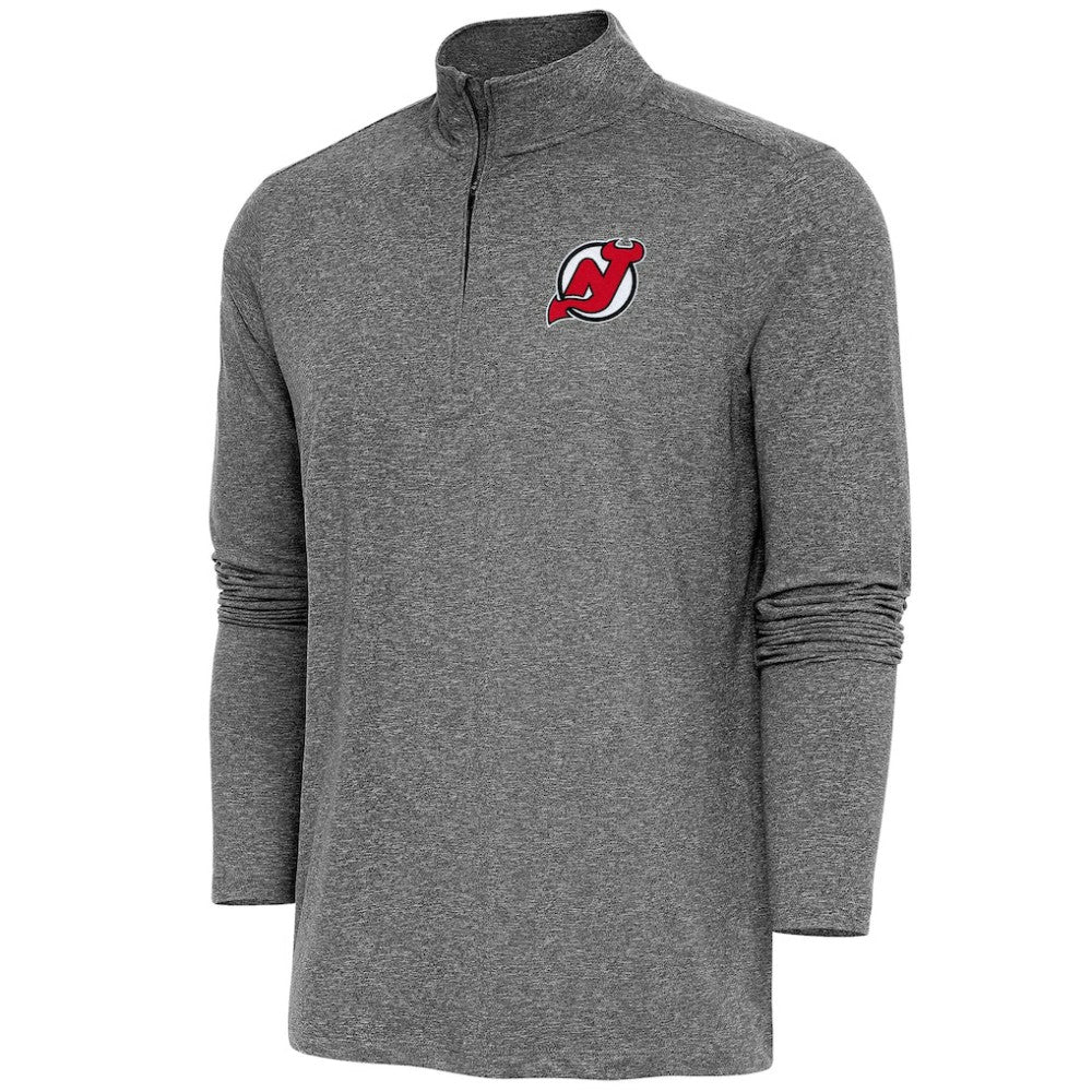 NHL Heather Black New Jersey Devils Antigua Hunk Quarter-Zip Pullover Top