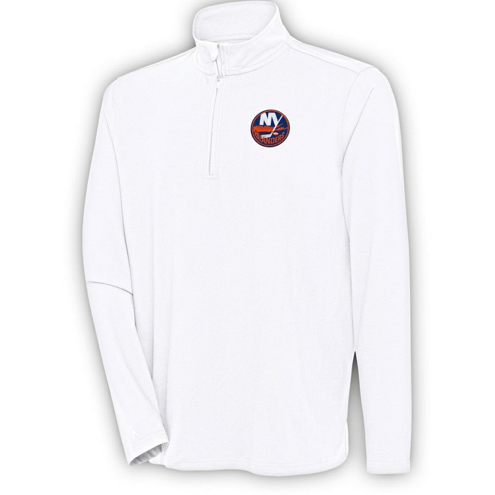 NHL White New York Islanders Antigua Hunk Quarter-Zip Pullover Top