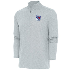 NHL Heather Gray New York Rangers Antigua Hunk Quarter-Zip Pullover Top