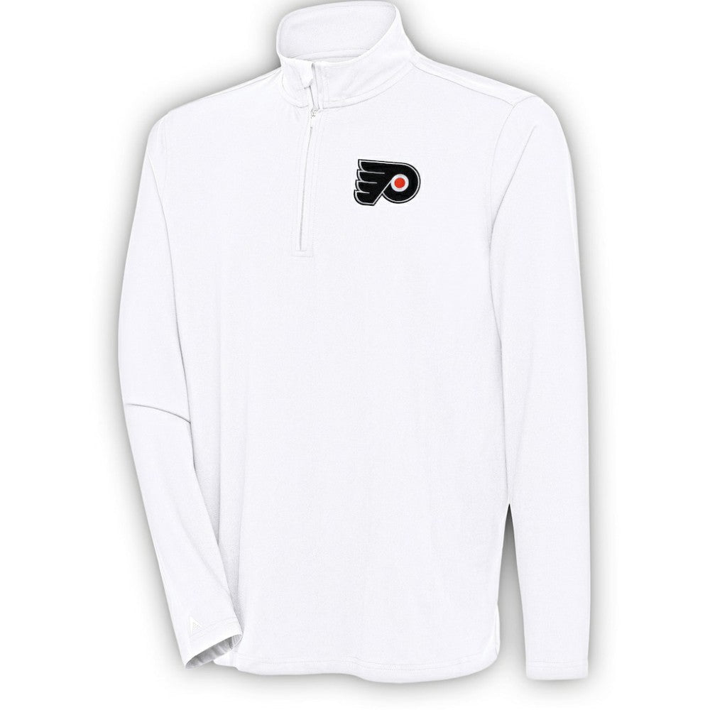 NHL White Philadelphia Flyers Antigua Hunk Quarter-Zip Pullover Top