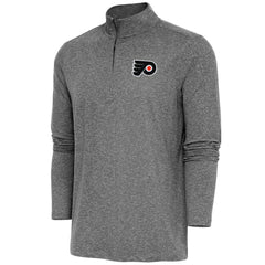 NHL Heather Black Philadelphia Flyers Antigua Hunk Quarter-Zip Pullover Top