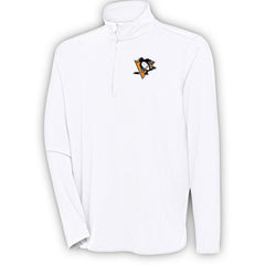 NHL White Pittsburgh Penguins Antigua Hunk Quarter-Zip Pullover Top