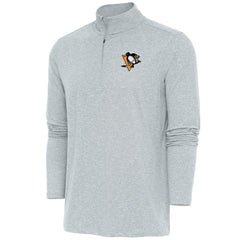 NHL Heather Gray Pittsburgh Penguins Antigua Hunk Quarter-Zip Pullover Top