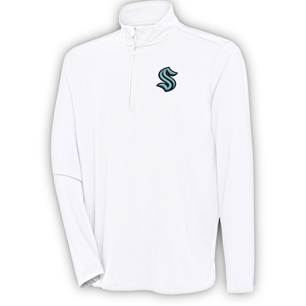 NHL White Seattle Kraken Antigua Hunk Quarter-Zip Pullover Top