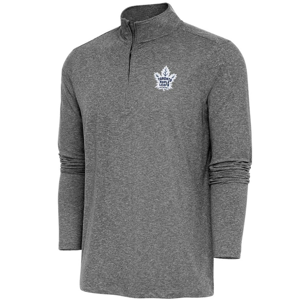 NHL Heather Black Toronto Maple Leafs Antigua Hunk Quarter-Zip Pullover Top