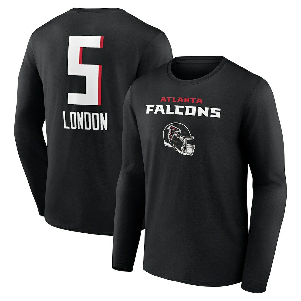 Drake London  Team Wordmark Player Name & Number Long Sleeve T-Shirt - Atlanta Falcons