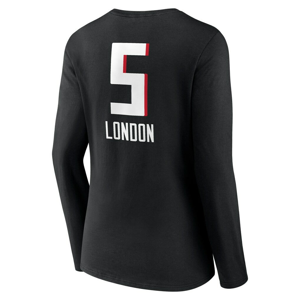 Drake London  Women's Team Wordmark Player Name & Number Long Sleeve V-Neck T-Shirt - Atlanta Falcons