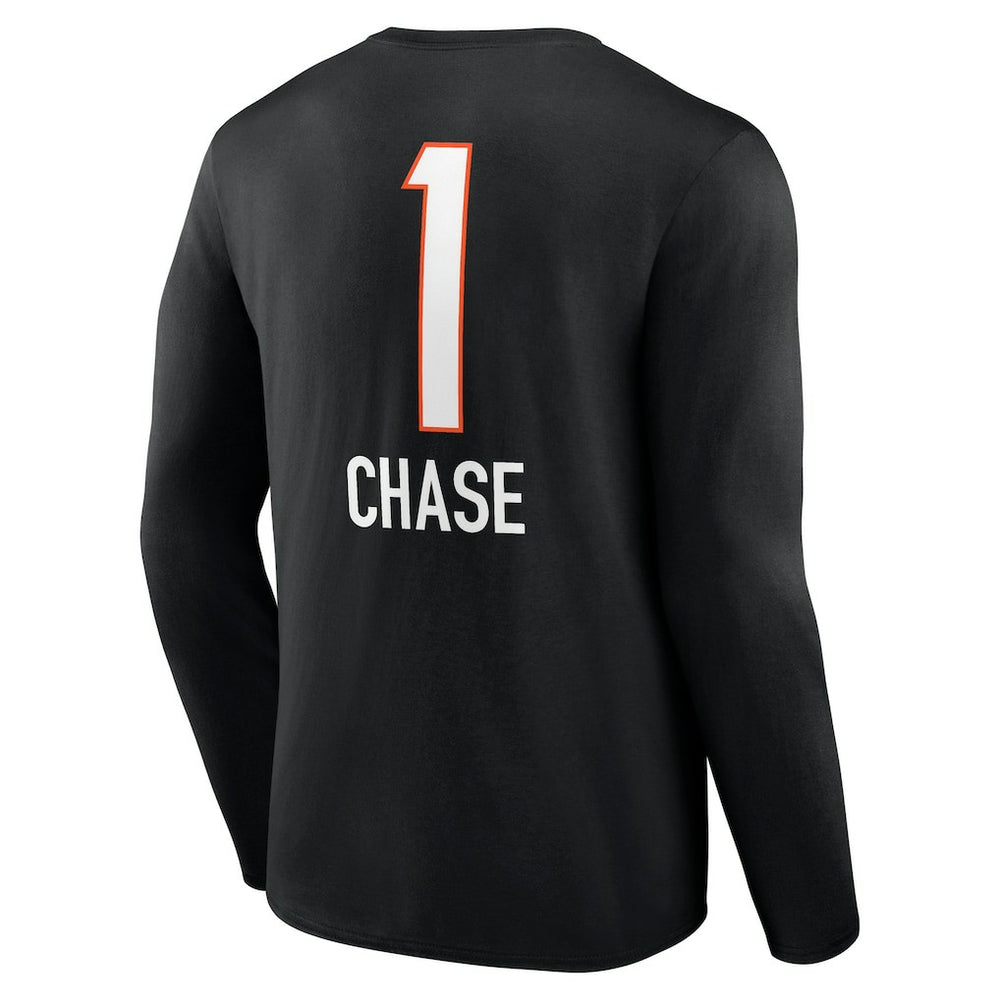 Ja'Marr Chase  Team Wordmark Player Name & Number Long Sleeve T-Shirt - Cincinnati Bengals