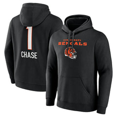 Ja'Marr Chase  Team Wordmark Player Name & Number Pullover Hoodie - Cincinnati Bengals