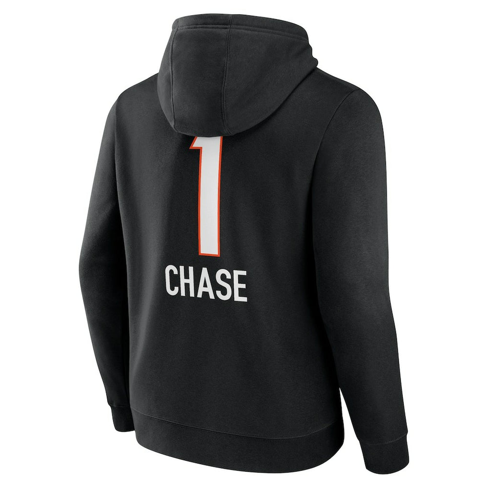 Ja'Marr Chase  Team Wordmark Player Name & Number Pullover Hoodie - Cincinnati Bengals