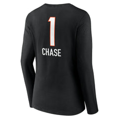 Ja'Marr Chase  Women's Team Wordmark Player Name & Number Long Sleeve V-Neck T-Shirt - Cincinnati Bengals