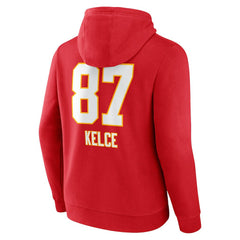 Travis Kelce  Team Wordmark Player Name & Number Pullover Hoodie - Kansas City Chiefs