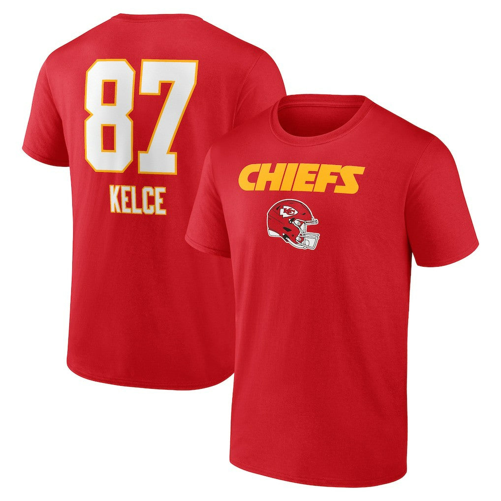 Travis Kelce  Team Wordmark Player Name & Number T-Shirt - Kansas City Chiefs