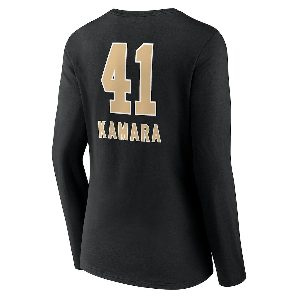 Alvin Kamara  Women's Team Wordmark Player Name & Number Long Sleeve V-Neck T-Shirt - New Orleans Saints