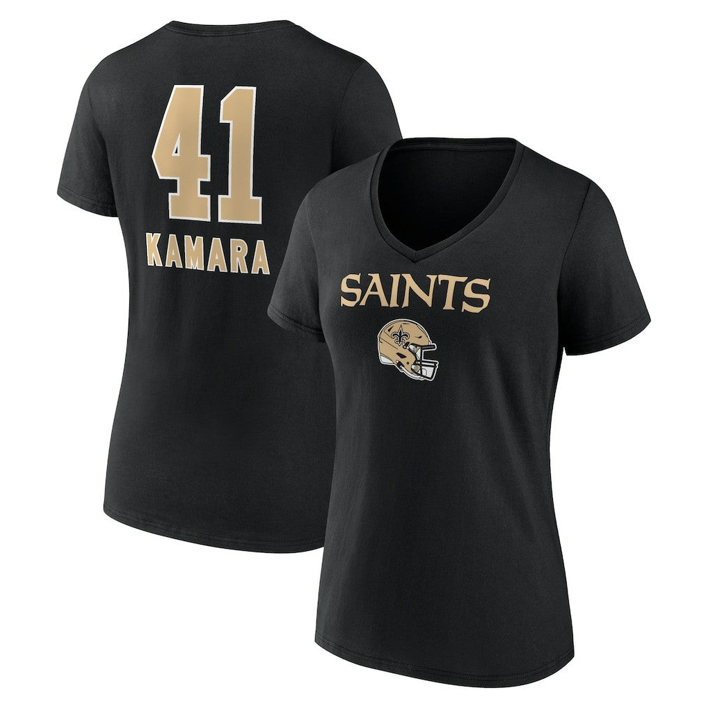Alvin Kamara  Women's Team Wordmark Player Name & Number V-Neck T-Shirt - New Orleans Saints