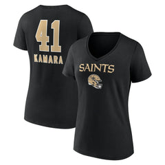 Alvin Kamara  Women's Team Wordmark Player Name & Number V-Neck T-Shirt - New Orleans Saints