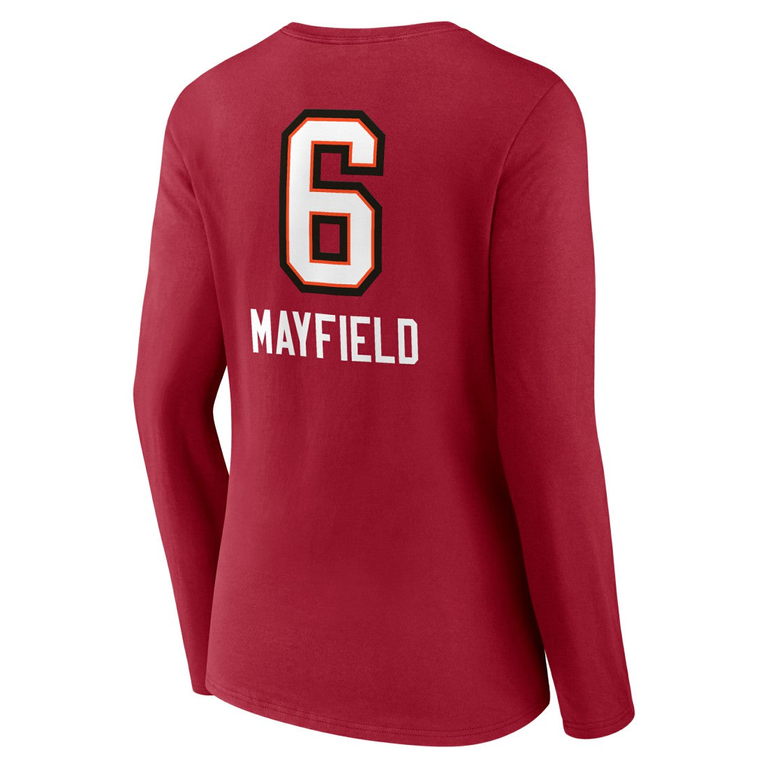 Baker Mayfield  Women's Team Wordmark Player Name & Number Long Sleeve V-Neck T-Shirt - Tampa Bay Buccaneers
