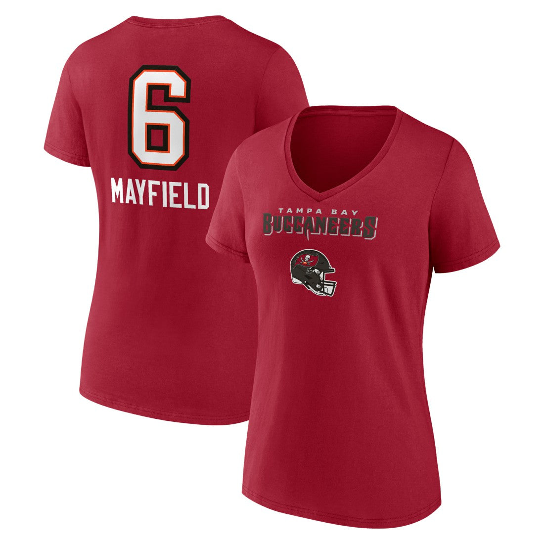 Baker Mayfield  Women's Team Wordmark Player Name & Number V-Neck T-Shirt - Tampa Bay Buccaneers