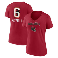 Baker Mayfield  Women's Team Wordmark Player Name & Number V-Neck T-Shirt - Tampa Bay Buccaneers