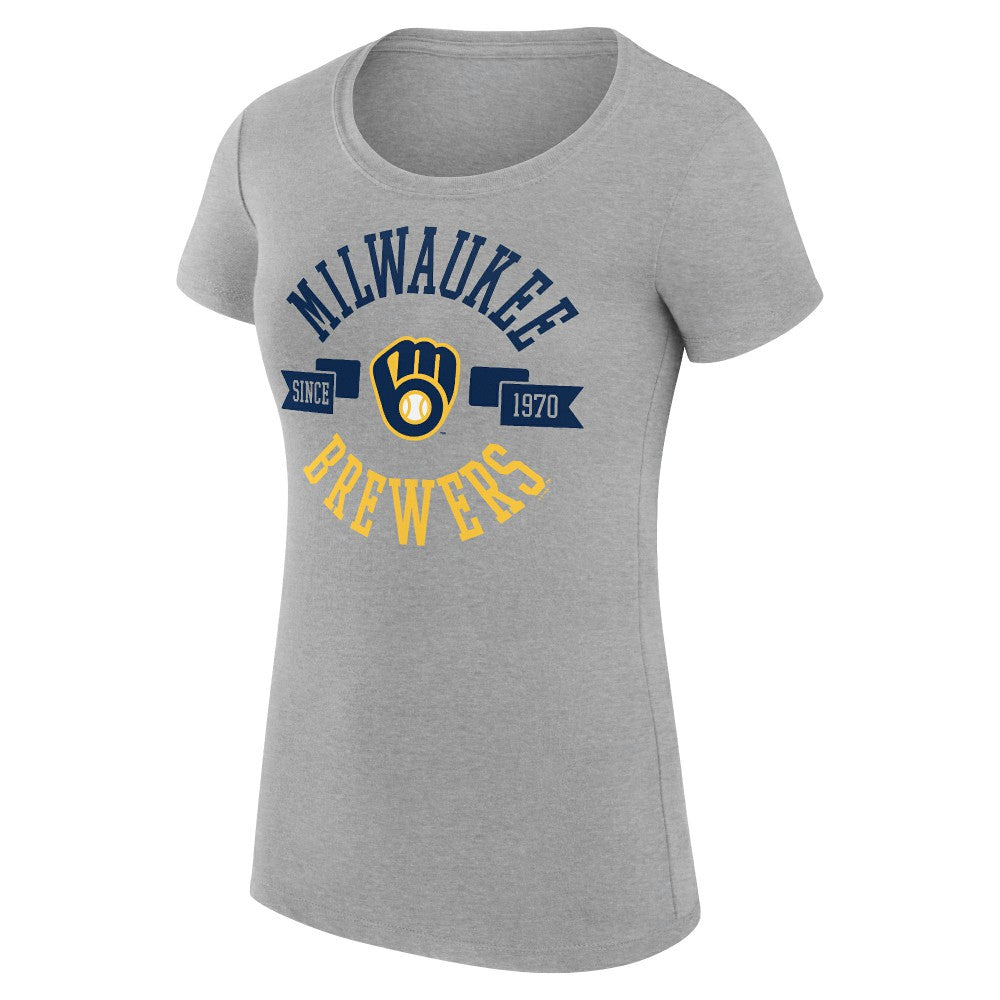 MLB Milwaukee Brewers G-III 4Her by Carl Banks Women's Super-Slim Fit Lightweight City Graphic T-Shirt