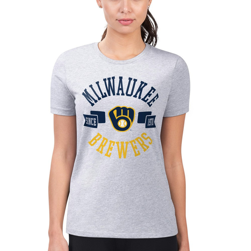 MLB Milwaukee Brewers G-III 4Her by Carl Banks Women's Super-Slim Fit Lightweight City Graphic T-Shirt