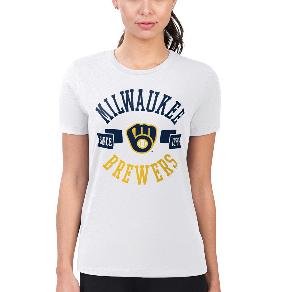 MLB Milwaukee Brewers G-III 4Her by Carl Banks Women's Super-Slim Fit Lightweight City Graphic T-Shirt