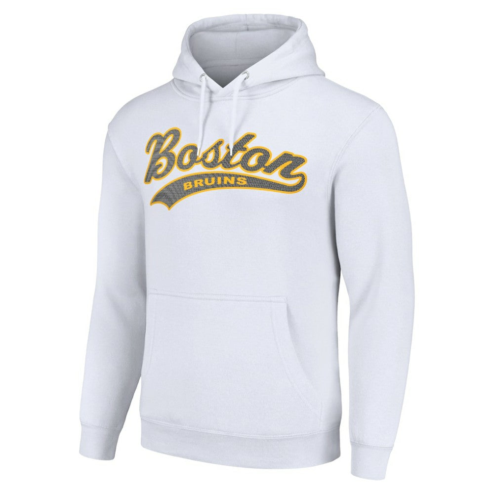 NHL White Boston Bruins Starter Tailsweep Fleece Tri-Blend Pullover Hoodie
