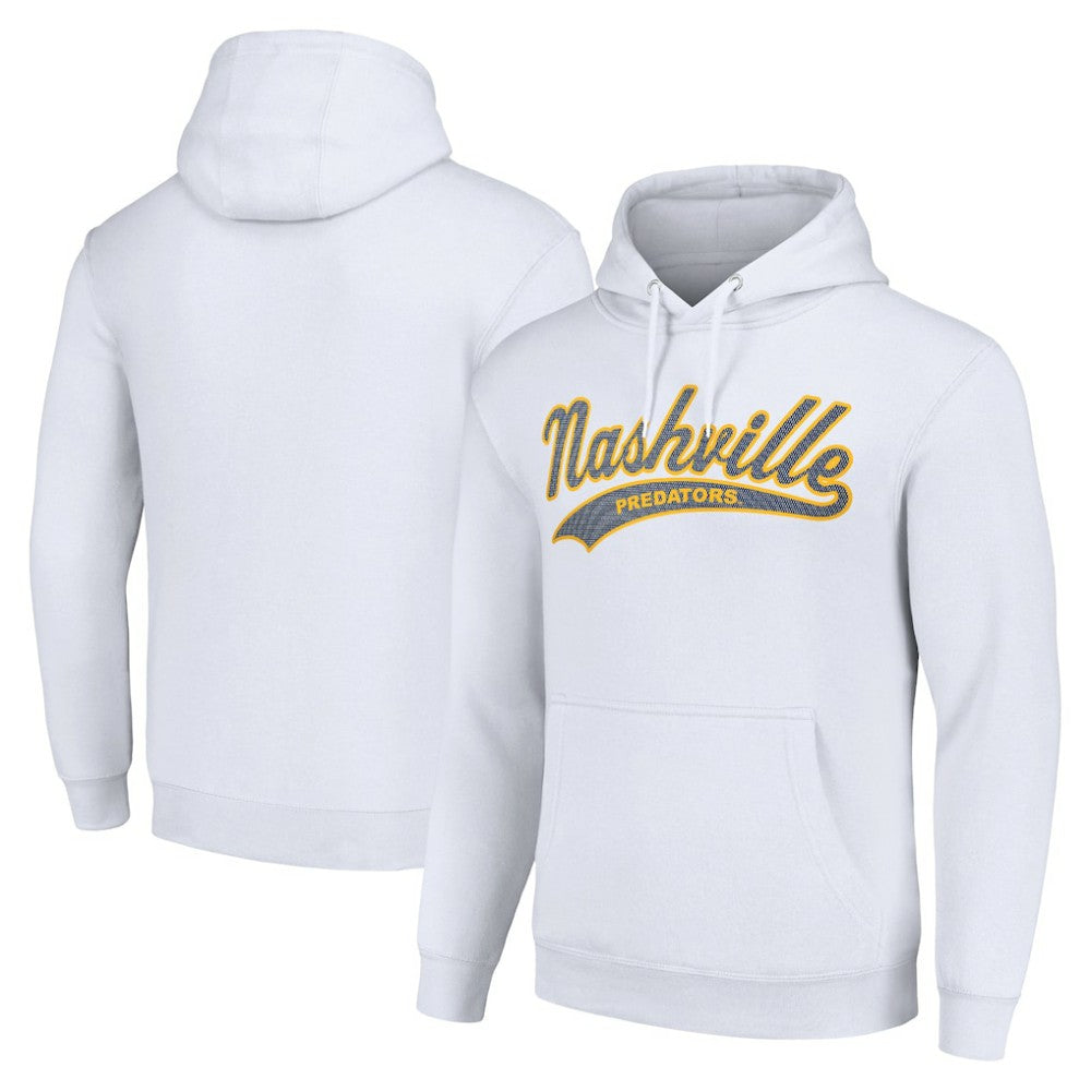 NHL White Nashville Predators Starter Tailsweep Fleece Tri-Blend Pullover Hoodie
