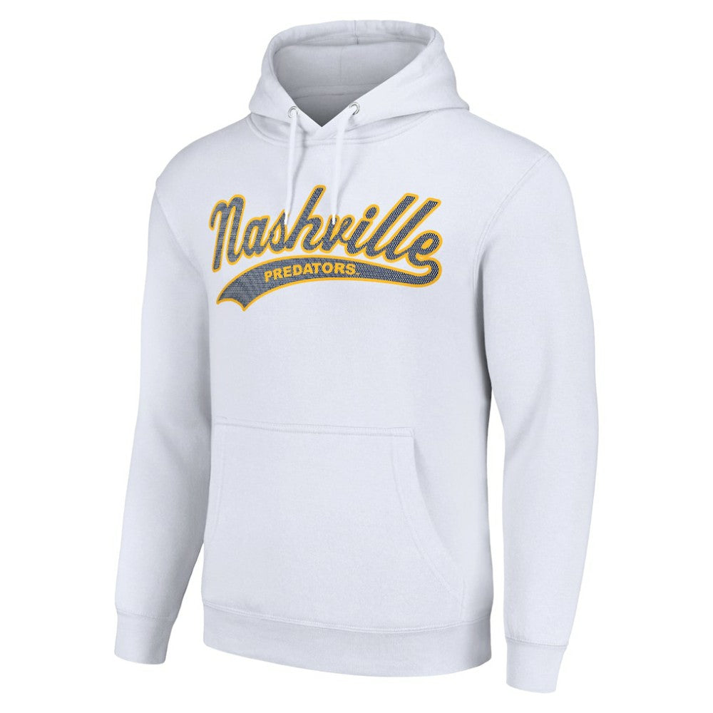 NHL White Nashville Predators Starter Tailsweep Fleece Tri-Blend Pullover Hoodie