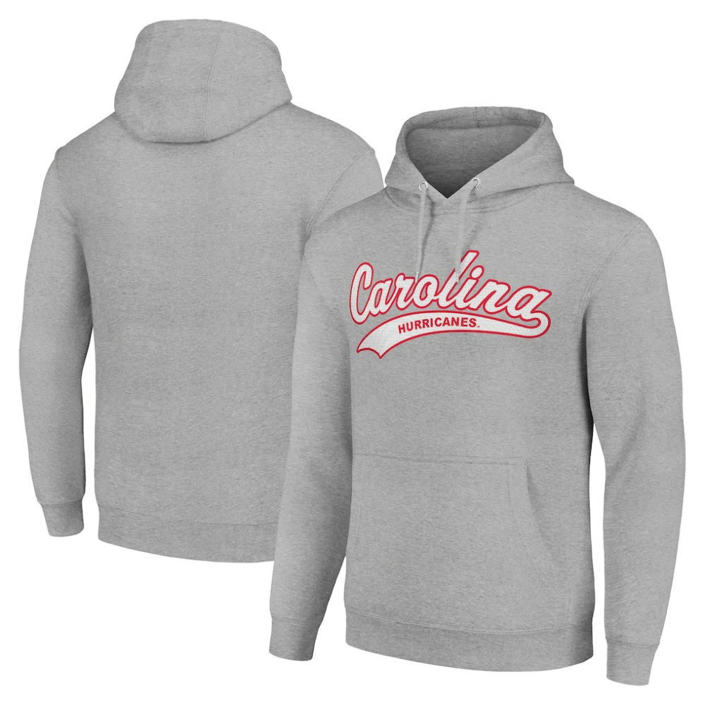 NHL Heather Gray Carolina Hurricanes Starter Tailsweep Fleece Tri-Blend Pullover Hoodie
