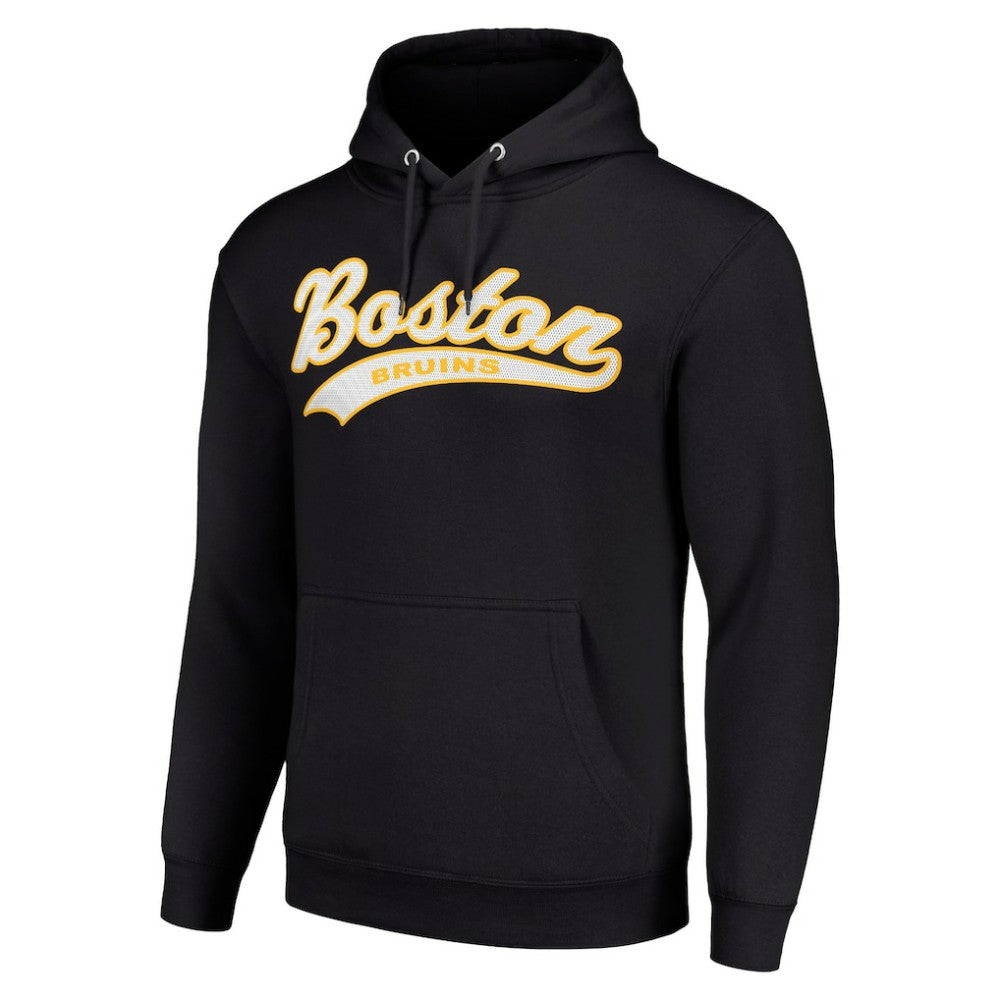 NHL Black Boston Bruins Starter Tailsweep Fleece Tri-Blend Pullover Hoodie
